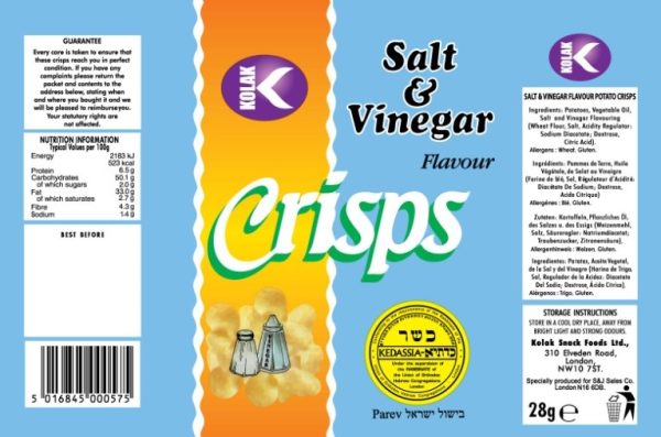 Crisps Salt & Vinegar Flav. 'Kolak' NETT!