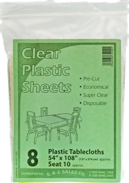Plastic Tablecloth Clear 54'/108' Bag 'Eazee' NETT!
