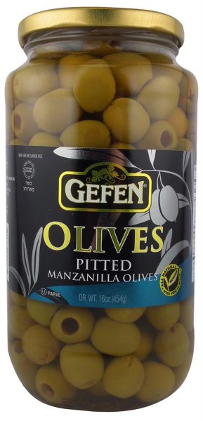 Pitted Olives In LARGE Glass Jar (16oz) 'Gefen' NETT!