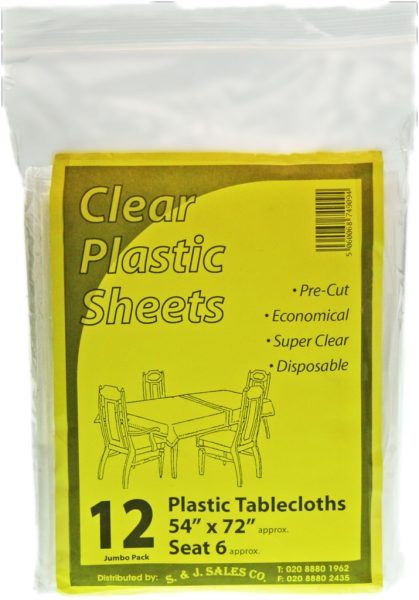 Plastic Tablecloth Clear 54'/72' Bag 'Eazee' NETT!