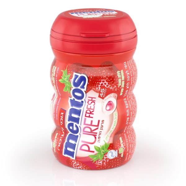 BIG Gum Strawberry Curvy (Red) Bottle 'Mentos' NETT!