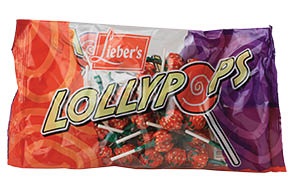Strawberry Ball Lollypops In LG Bag 'Liebers'