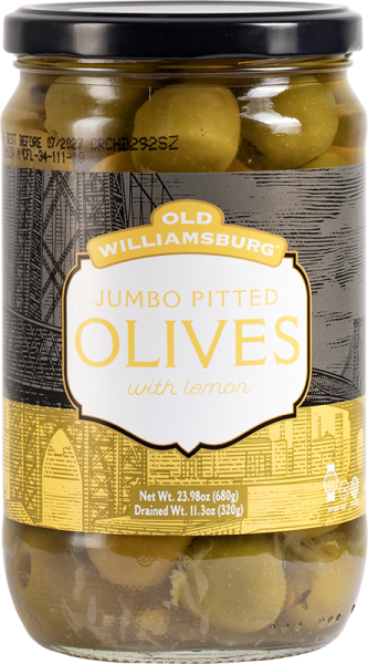 Jumbo Pitted Olives with Lemon 'Old Williamsburg'