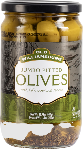 Jumbo Pitted Olives with Provencal Herbs 'Old Williamsburg'