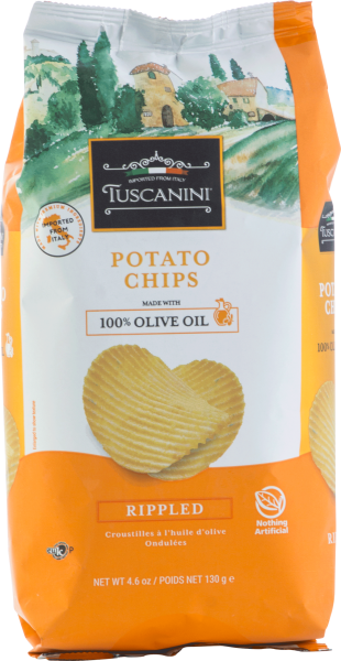 Potato Chips (Orange) Rippled In Olive Oil 'Tuscanini' NETT!